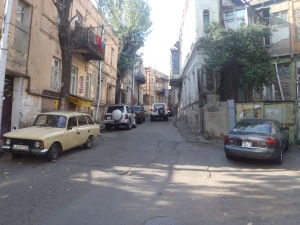 Old Tbilisi, on the left is an old Soviet clunker, on the right is a newer Audi, kinda sums up Tbilisi in a way